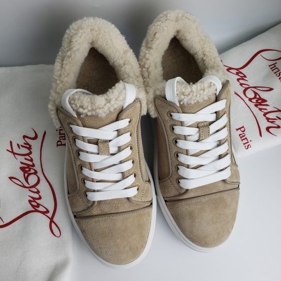 Christian Louboutin Suede Shearling Sneaker Vieirissima Leather NEW 38 / 8 - Picture 12 of 17